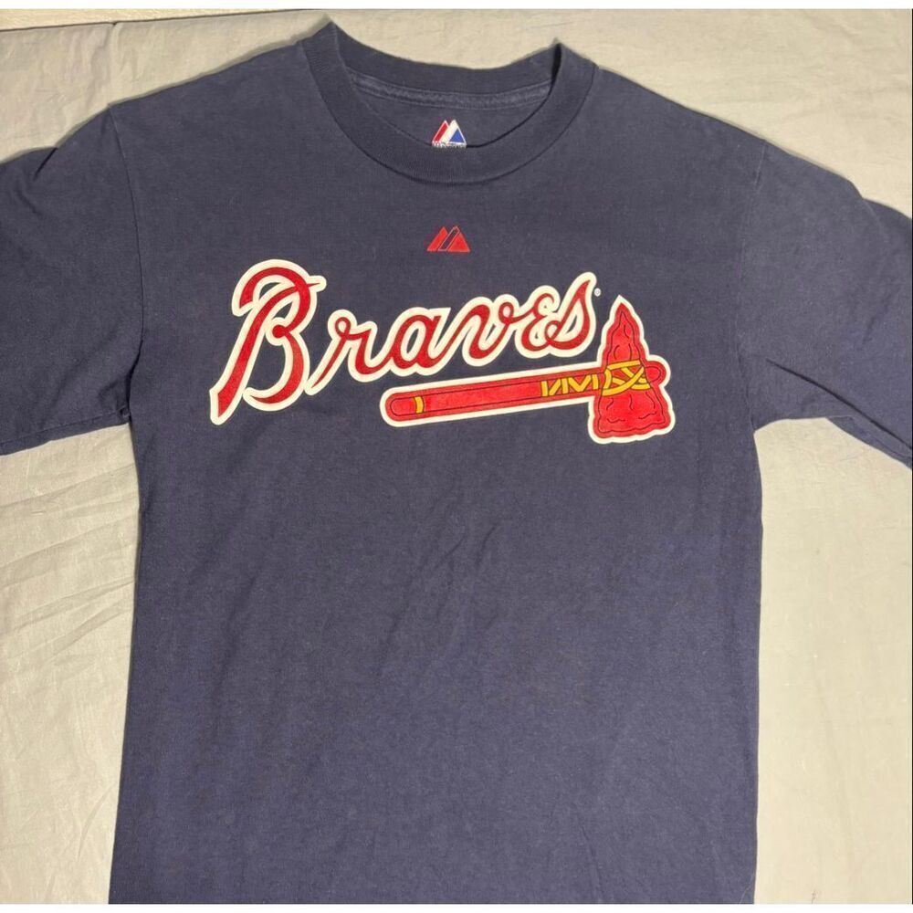 Chipper Jones Majestic T Shirt Jersey Number 10 Blue Size Small